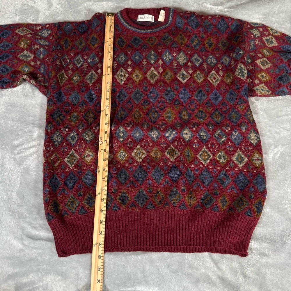 Vintage Collectif Geometric Sweater Mens L Wool Mohair Blend Made In Italy READ! - Picture 7 of 8
